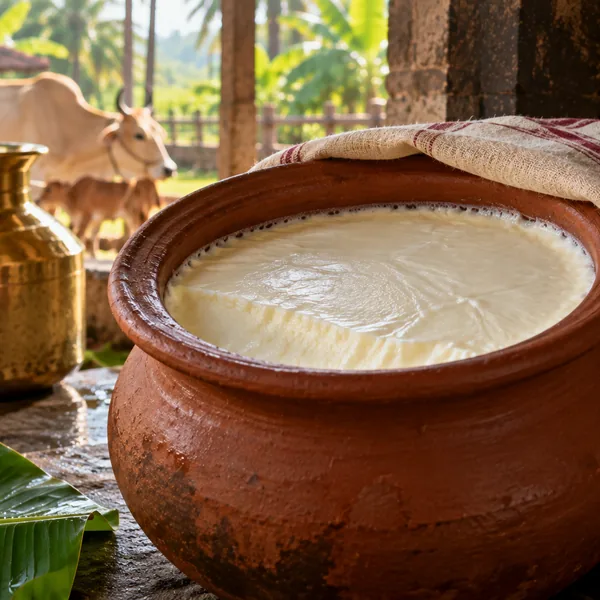 Set curd in an earthen pot